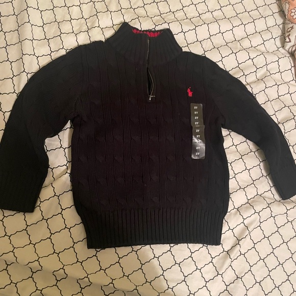 Polo by Ralph Lauren Kids Black Sweater with Red Logo - Picture 1 of 3